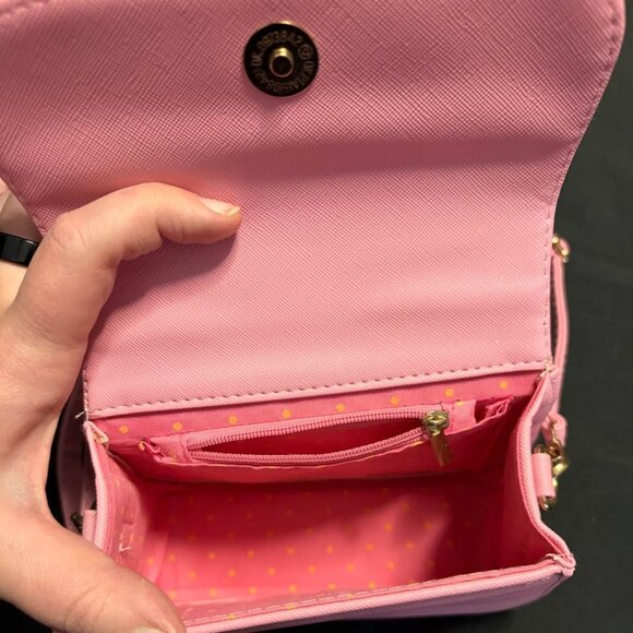 Mini Pink Faux‎ Leather Shoulder/Crossbody Bag w/Bow Accent Coquette Girl - Picture 3 of 12